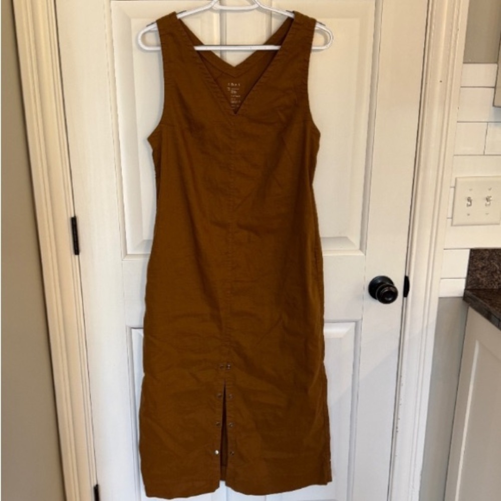 A Day v-neck snap front Dress brown 45090